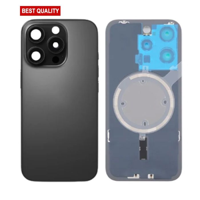 Back Panel with Magnet Black No Logo for iPhone 16Pro Max (Best Aftermarket)