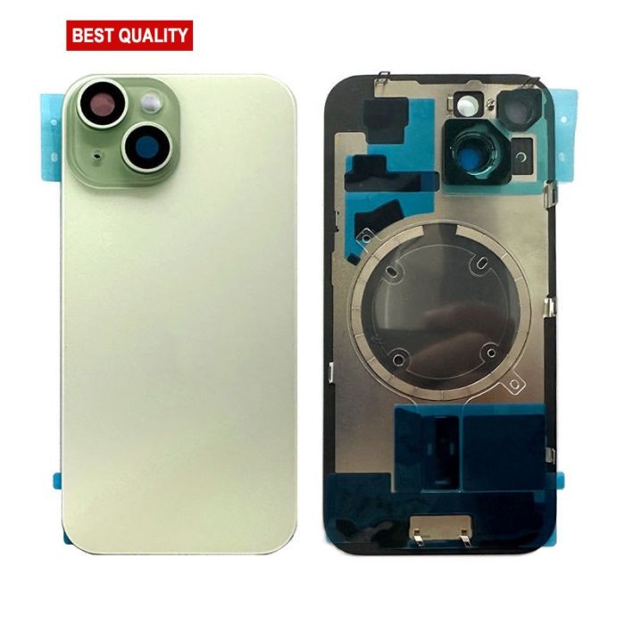 Back Panel With Magnet Green No Logo For iPhone 15 (Best Aftermarket)
