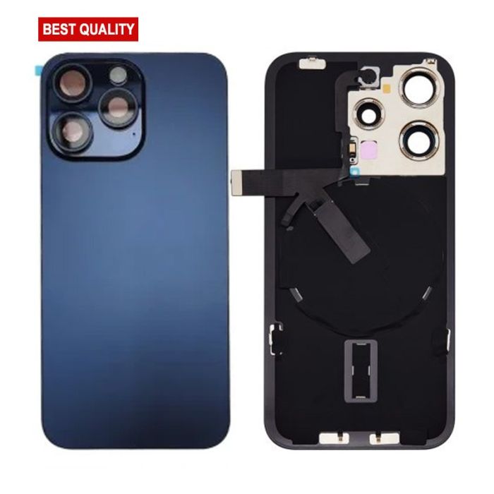 Back Panel With Wireless Charging Flex Blue No Logo For iPhone 15Pro (Best Quality)