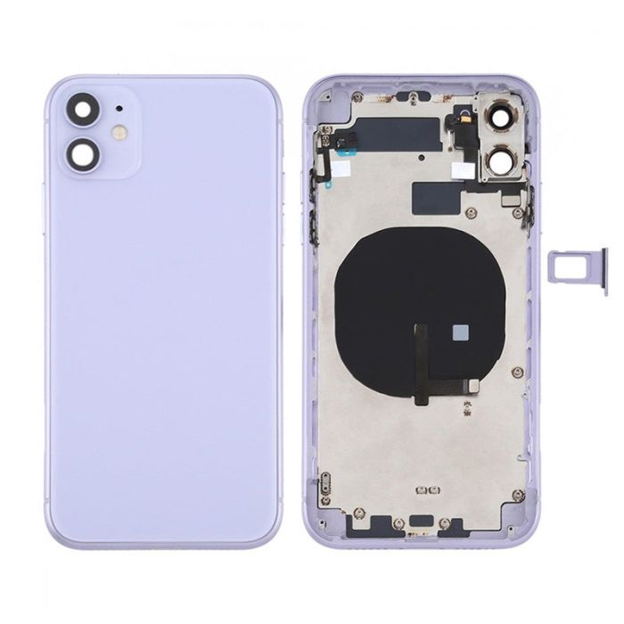 Back Housing With Power Flex Purple No Logo For iPhone 11 (Best Aftermarket)