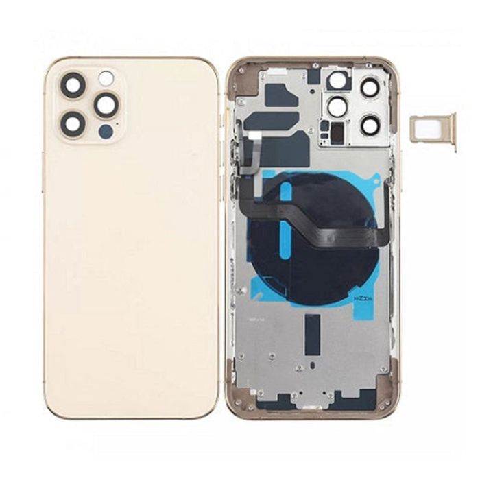 Back Housing With Power Flex Gold No Logo For iPhone 12Pro (Best Aftermarket)