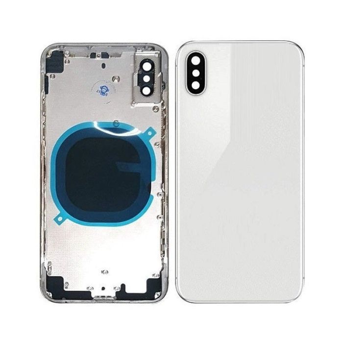 IPHONE XS BACK HOUSING WITHOUT PARTS WHITE NO LOGO (AFTERMARKET HIGH QUALITY)