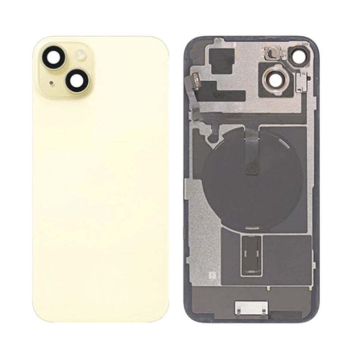 Back Panel With Wireless Charging Flex Yellow No Logo For iPhone 15plus (Best Quality)
