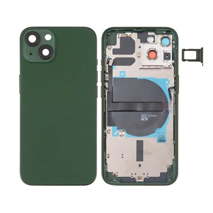 Back Housing With Power Flex Green No Logo For iPhone 13 (Best Aftermarket)