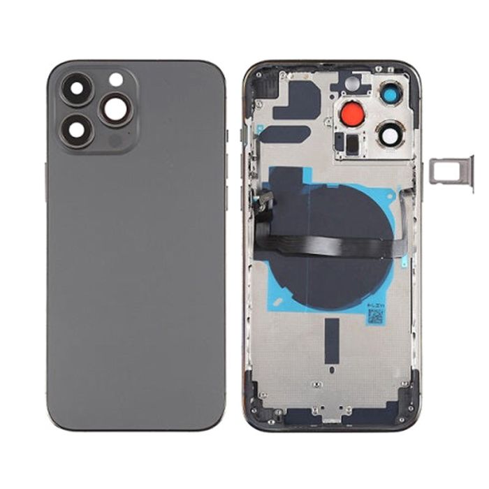 Back Housing With Power Flex Black No Logo For iPhone 13Pro Max (Best Aftermarket)
