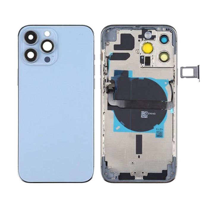 Back Housing With Power Flex Blue No Logo For iPhone 13Pro Max (Best Aftermarket)