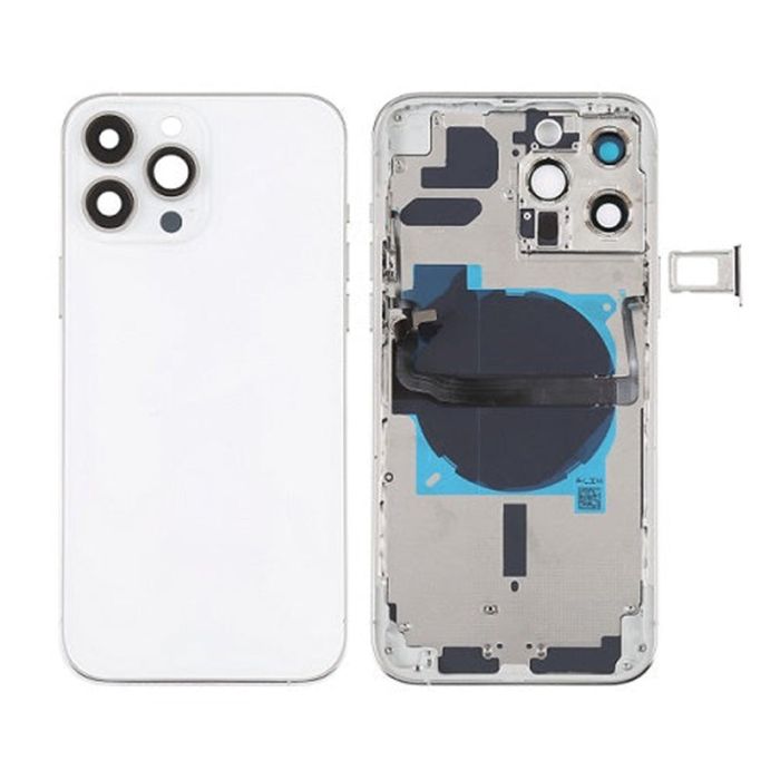 Back Housing With Power Flex White No Logo For iPhone 13Pro Max (Best Aftermarket)