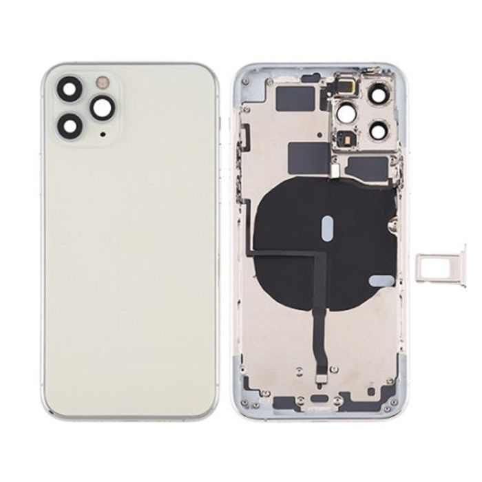 Back Housing With Power Flex White No Logo For iPhone 11Pro (Best Aftermarket)