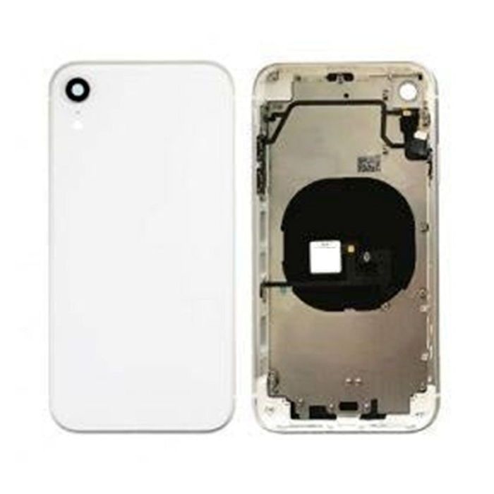 IPHONE XR BACK HOUSING WITH VOLUME POWER FLEX WHITE NO LOGO (BEST AFTERMARKET)