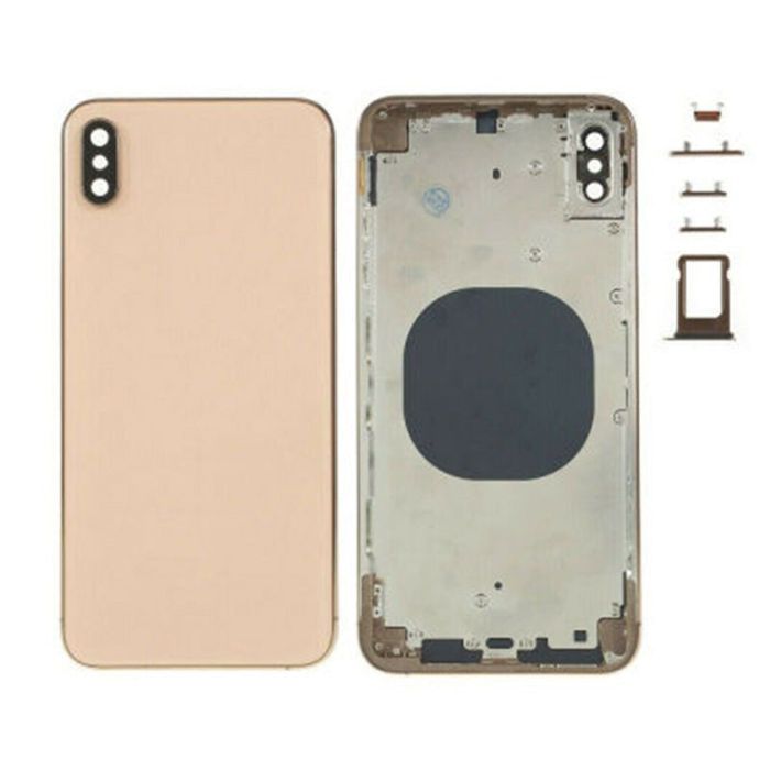 IPHONE XS MAX BACK HOUSING WITHOUT PARTS GOLD NO LOGO (AFTERMARKET HIGH QUALITY)