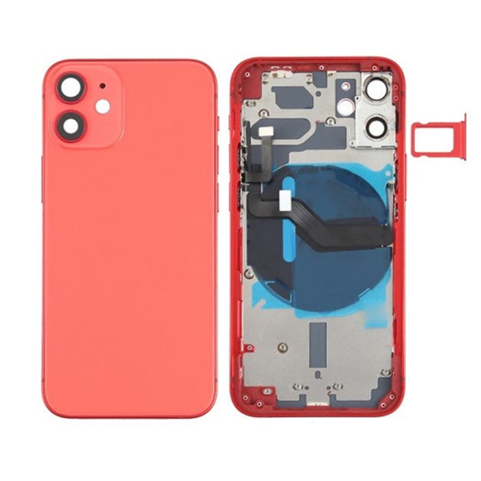 Back Housing With Power Flex Red No Logo For iPhone 12Mini (Best Aftermarket)