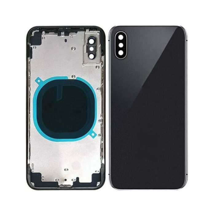 IPHONE XS BACK HOUSING WITHOUT PARTS BLACK NO LOGO (AFTERMARKET HIGH QUALITY)