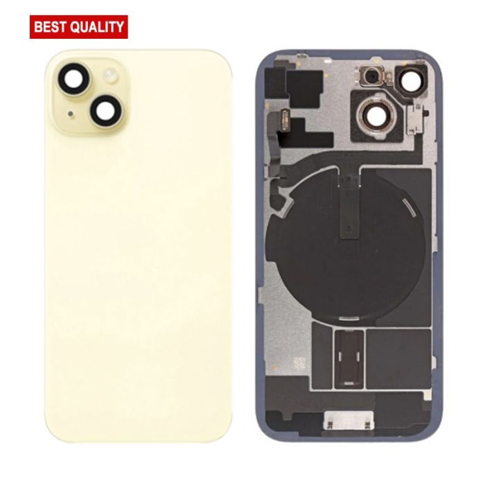 Back Panel with Wireless Charging Flex Yellow no Logo for iPhone 15 (Best Aftermarket)