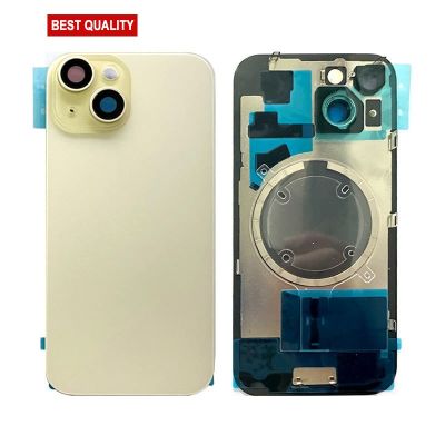 Back Panel With Magnet Yellow No Logo For iPhone 15 (Best Aftermarket)