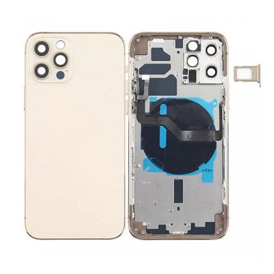 Back Housing With Power Flex Gold No Logo For iPhone 12Pro (Best Aftermarket)