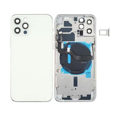 Back Housing With Power Flex White No Logo For iPhone 12Pro Max (Best Aftermarket)