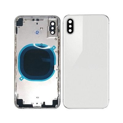 IPHONE XS BACK HOUSING WITHOUT PARTS WHITE NO LOGO (AFTERMARKET HIGH QUALITY)