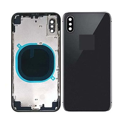 IPHONE X BACK HOUSING WITHOUT PARTS BLACK NO LOGO (AFTERMARKET HIGH QUALITY)