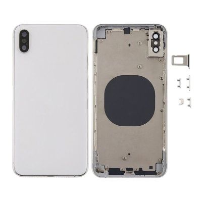 IPHONE XS MAX BACK HOUSING WITHOUT PARTS WHITE NO LOGO (AFTERMARKET HIGH QUALITY)