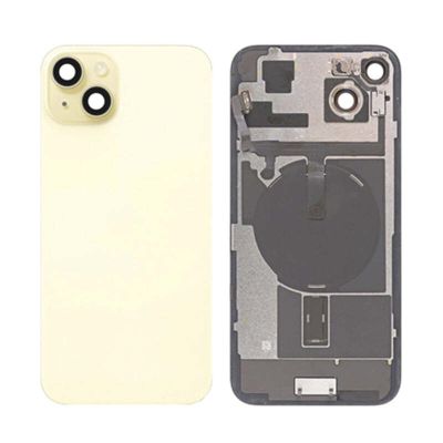 Back Panel With Wireless Charging Flex Yellow No Logo For iPhone 15plus (Best Quality)