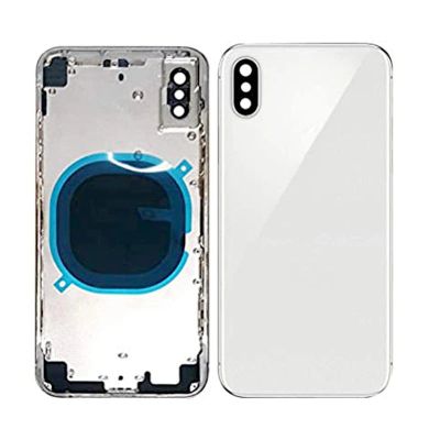 IPHONE X BACK HOUSING WITHOUT PARTS WHITE NO LOGO (AFTERMARKET HIGH QUALITY)