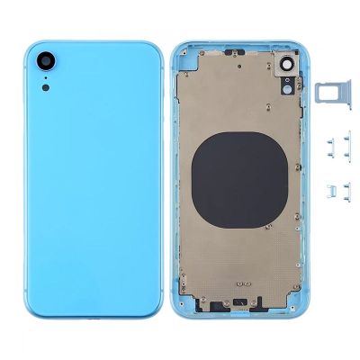 IPHONE XR BACK HOUSING WITHOUT PARTS BLUE NO LOGO (AFTERMARKET HIGH QUALITY)