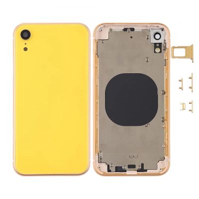 IPHONE XR BACK HOUSING WITHOUT PARTS YELLOW NO LOGO (AFTERMARKET HIGH QUALITY)