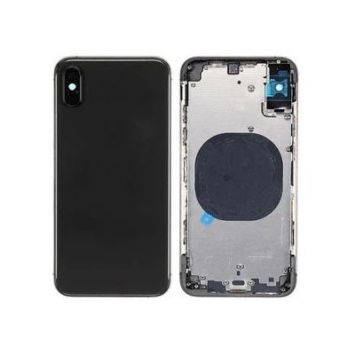 IPHONE XS MAX BACK HOUSING WITHOUT PARTS BLACK NO LOGO (AFTERMARKET HIGH QUALITY)