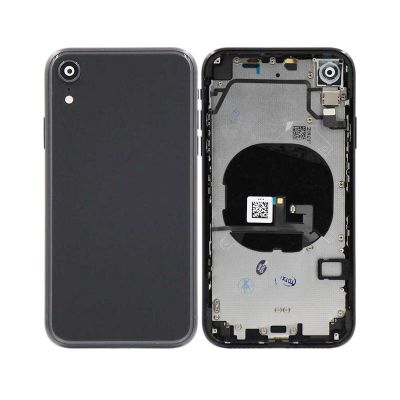 IPHONE XR BACK HOUSING WITH VOLUME POWER FLEX BLACK NO LOGO (BEST AFTERMARKET)