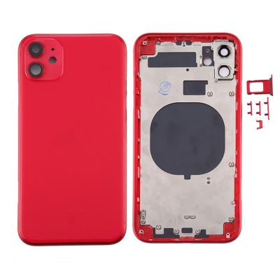 Back Housing Without Parts Red No Logo For iPhone 11 (Best Aftermarket)