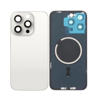 Back Panel With Magnet White No Logo For iPhone 15Pro Max (Aftermarket Premium)
