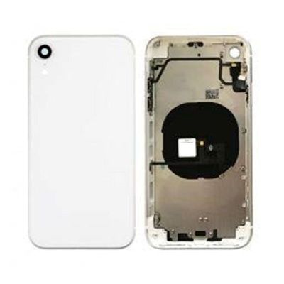 IPHONE XR BACK HOUSING WITH VOLUME POWER FLEX WHITE NO LOGO (BEST AFTERMARKET)