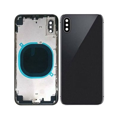 IPHONE XS BACK HOUSING WITHOUT PARTS BLACK NO LOGO (AFTERMARKET HIGH QUALITY)