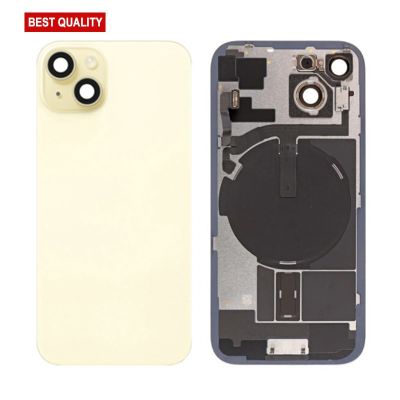 Back Panel with Wireless Charging Flex Yellow no Logo for iPhone 15 (Best Aftermarket)