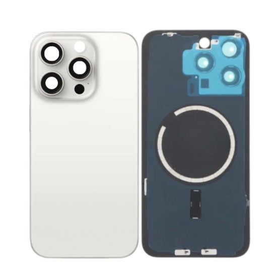 Back Panel With Magnet White No Logo For iPhone   15Pro (Aftermarket Premium)