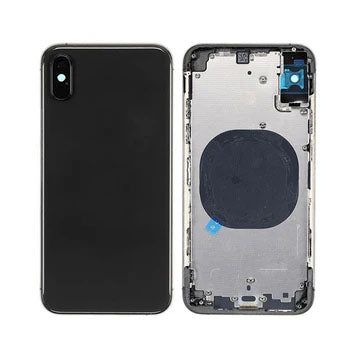 IPHONE XS MAX BACK HOUSING WITHOUT PARTS BLACK NO LOGO (AFTERMARKET HIGH QUALITY)